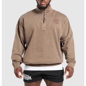 Gymshark Men's Brown Premium Legacy 1/4 Zip Extreme Oversized Pullover Size S